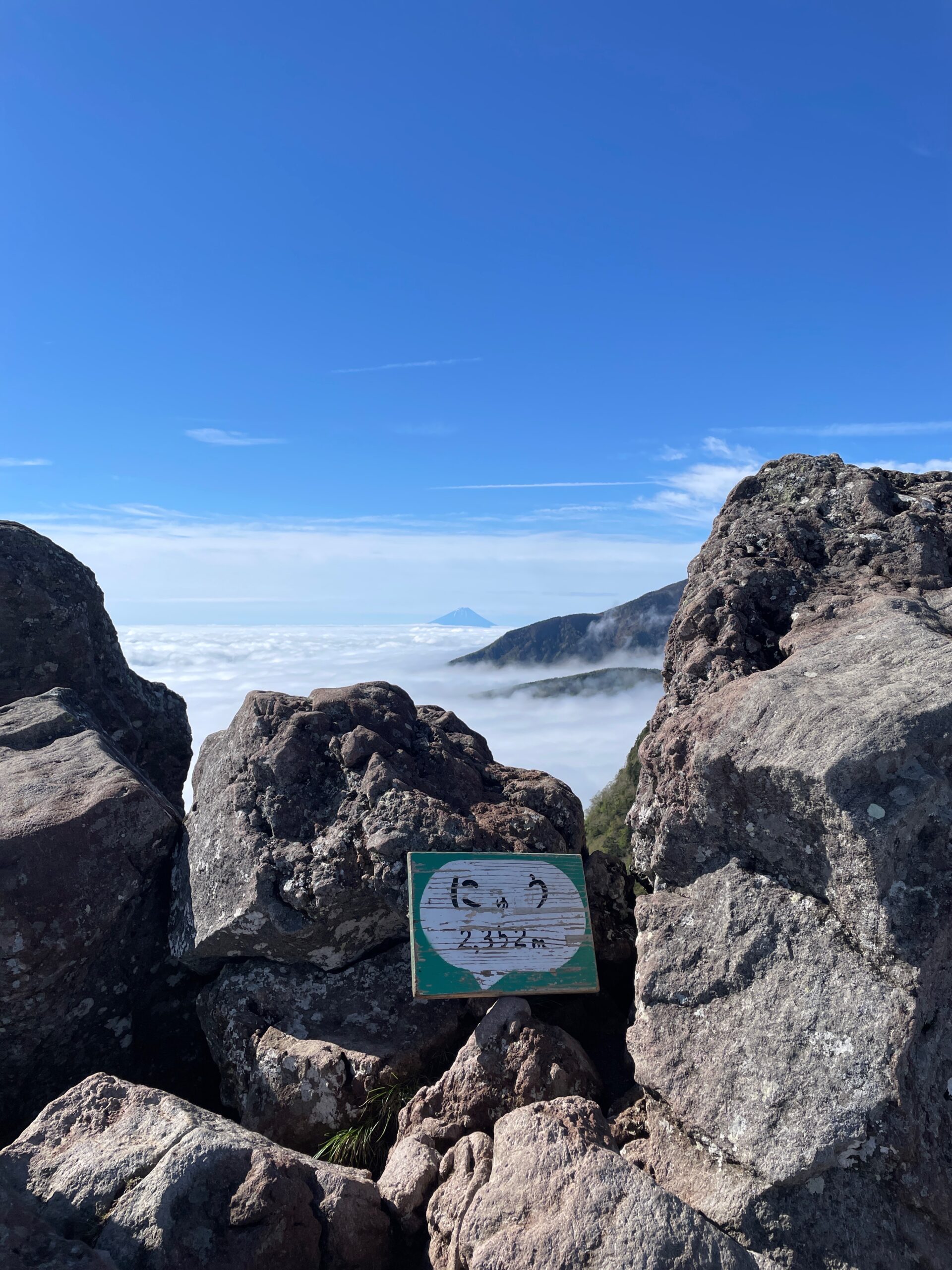 にゅう頂上から望む富士山